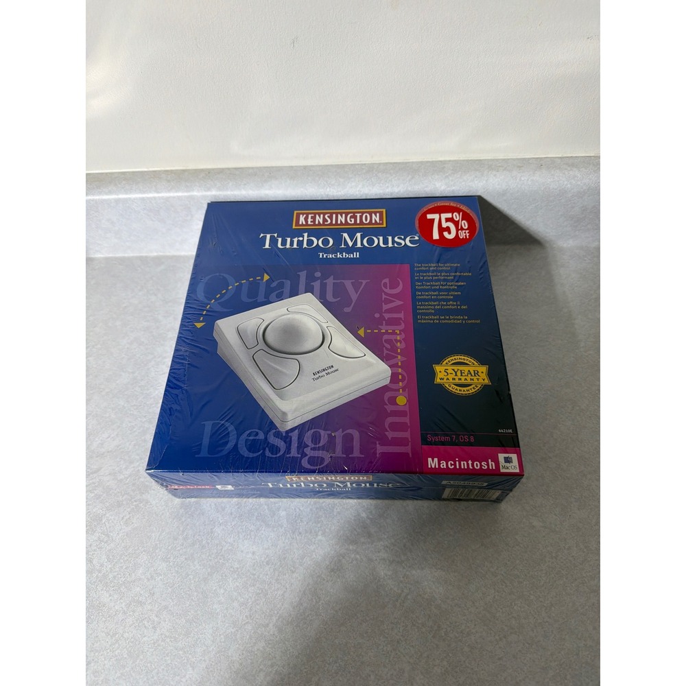 Kensington Turbo Mouse Trackball for‎ Macintosh ADB System 7,8 New Sealed 64210E